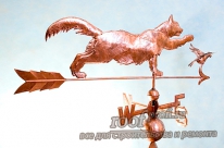 Флюгер из меди Кот ловит птицу