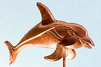 Флюгер из меди Дельфин